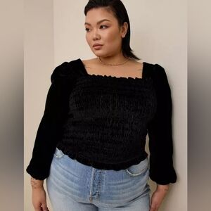 Torrid 4 Velvet Smocked Blouson Sleeve Crop Top
